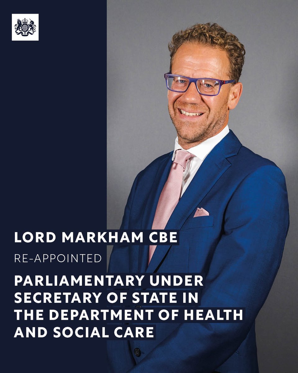 We are delighted to welcome back Lord Markham who has been re-appointed Parliamentary Under Secretary of State in the Department of Health and Social Care.