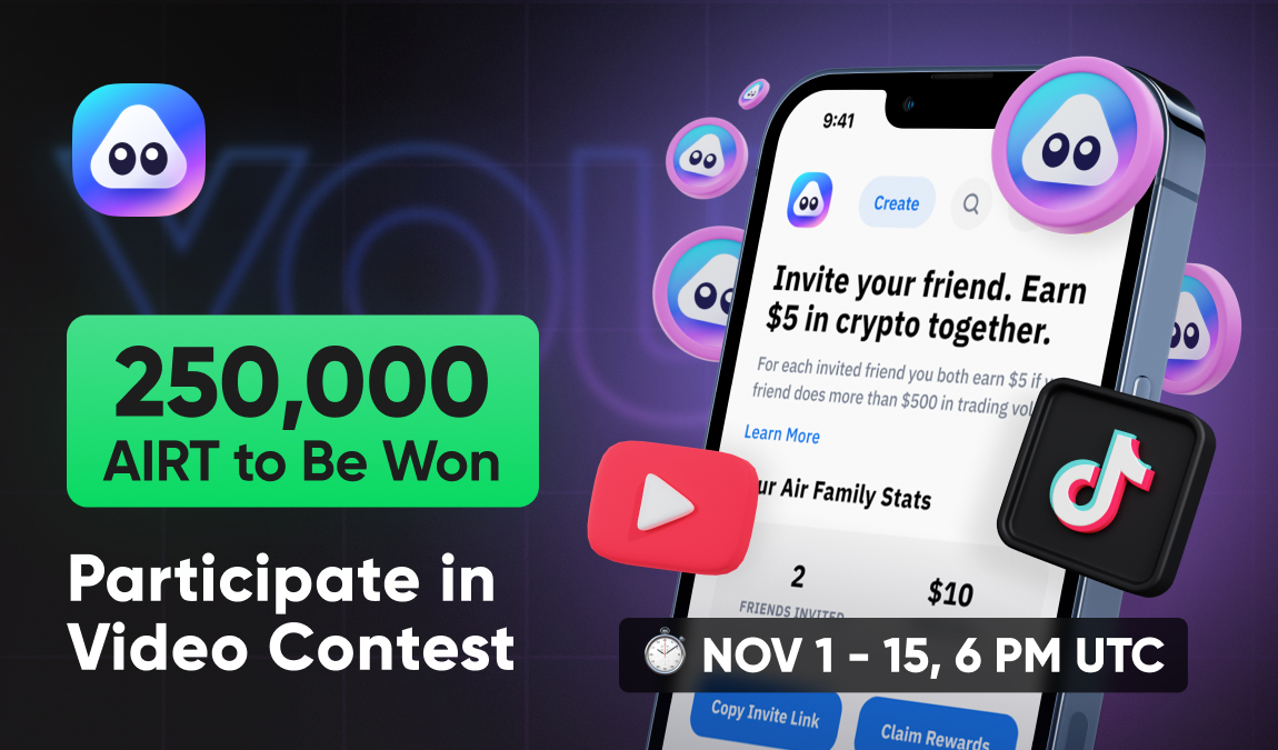 airnfts's tweet photo. 🚨We're giving away 250,000 in $AIRT💰

1️⃣ Follow @airnfts &amp; RT this post

2️⃣ Create a video on how to use our referral program and post it on YouTube/Tiktok

3️⃣ Post the link to the video in comments, tag 3 frens &amp; @airnfts

3 most creative videos will share the Prize💰!

#LFG🚀 https://t.co/rF7Ntd2HW9