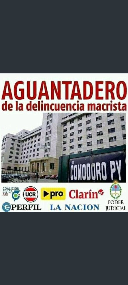 Marisa_del_63's tweet photo. @dianasch13 @Irihauser GOZA de #IMPUNIDAD >>MACRI porque a ÉL lo Cubren y Avala Todo el
#PARTIDO_JUDICIAL__PRO_JXC que la Mayoría de los JUECES y FISCALES que están en #ComodoroPy >>CUEVA DE RATAS CORRUPTAS lo #Blindan a Todo el PRO y JXC... #MemoriaActiva
👇👇👇👇👇👇👇👇👇 https://t.co/5H7zgR9dtH