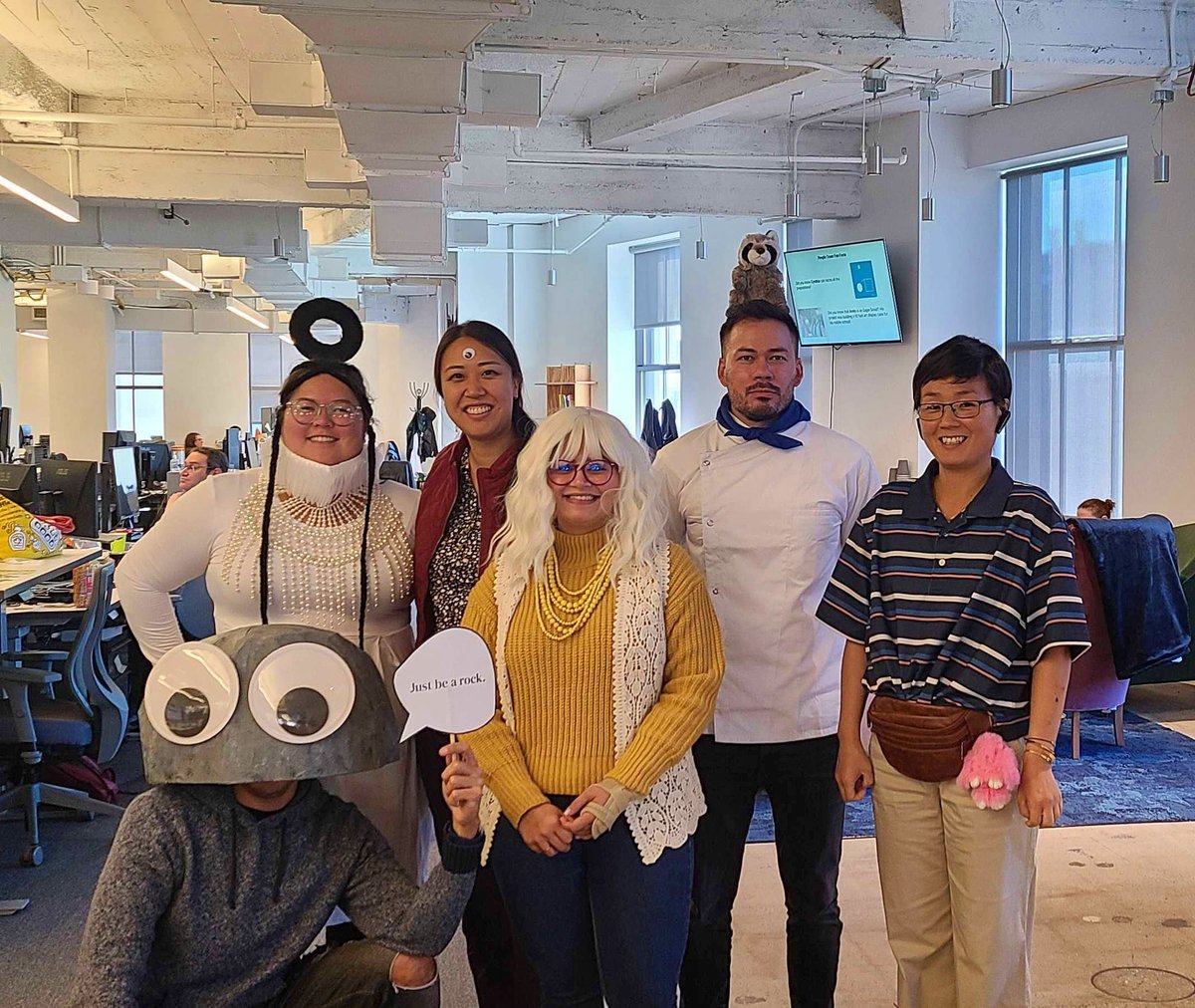 ActionIQinc's tweet image. Our employees dressed up for Halloween last week for our Pumpkin Painting celebrations both virtually and in person. We had themed snacks, crafts, and our design team transformed into characters from a famous movie. Can you guess which one?

#LifeAtAIQ #halloween #culture