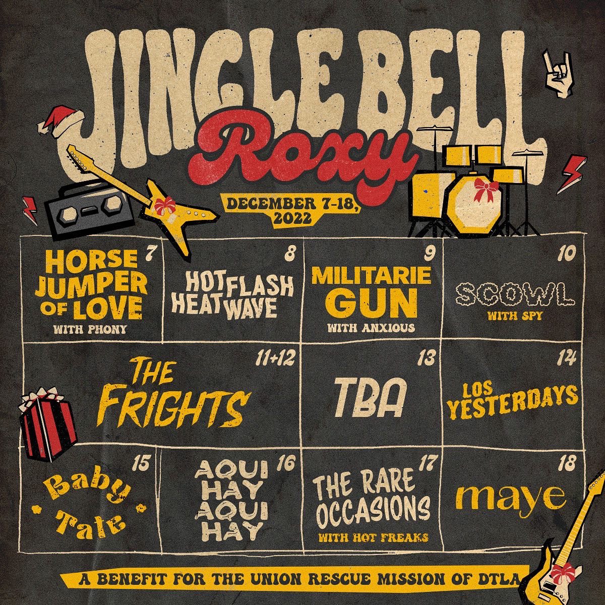 rareoccasions's tweet photo. We added an LA show! Weβre playing Jingle Bell at @theroxy on December 17th! Tickets go on sale this Thursday at 10am. #JingleBellRoxy https://t.co/csFM1Lws6v