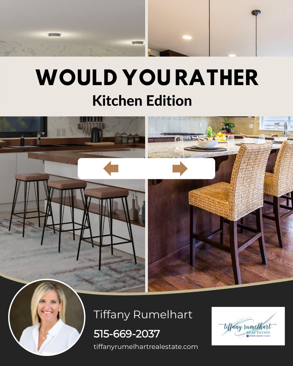 TRumelhart's tweet photo. Which is your favorite type of bar stool, one with a back or one without?
#thisorthat #questionstime #qanda #homestyle #kitchenstyle #kitchengoals #kitchenrenovation #realestate #realestateexpert #realestateguide #realestatehelp #realestatelifestyle #realestatelife https://t.co/FM3YLNbZ3w
