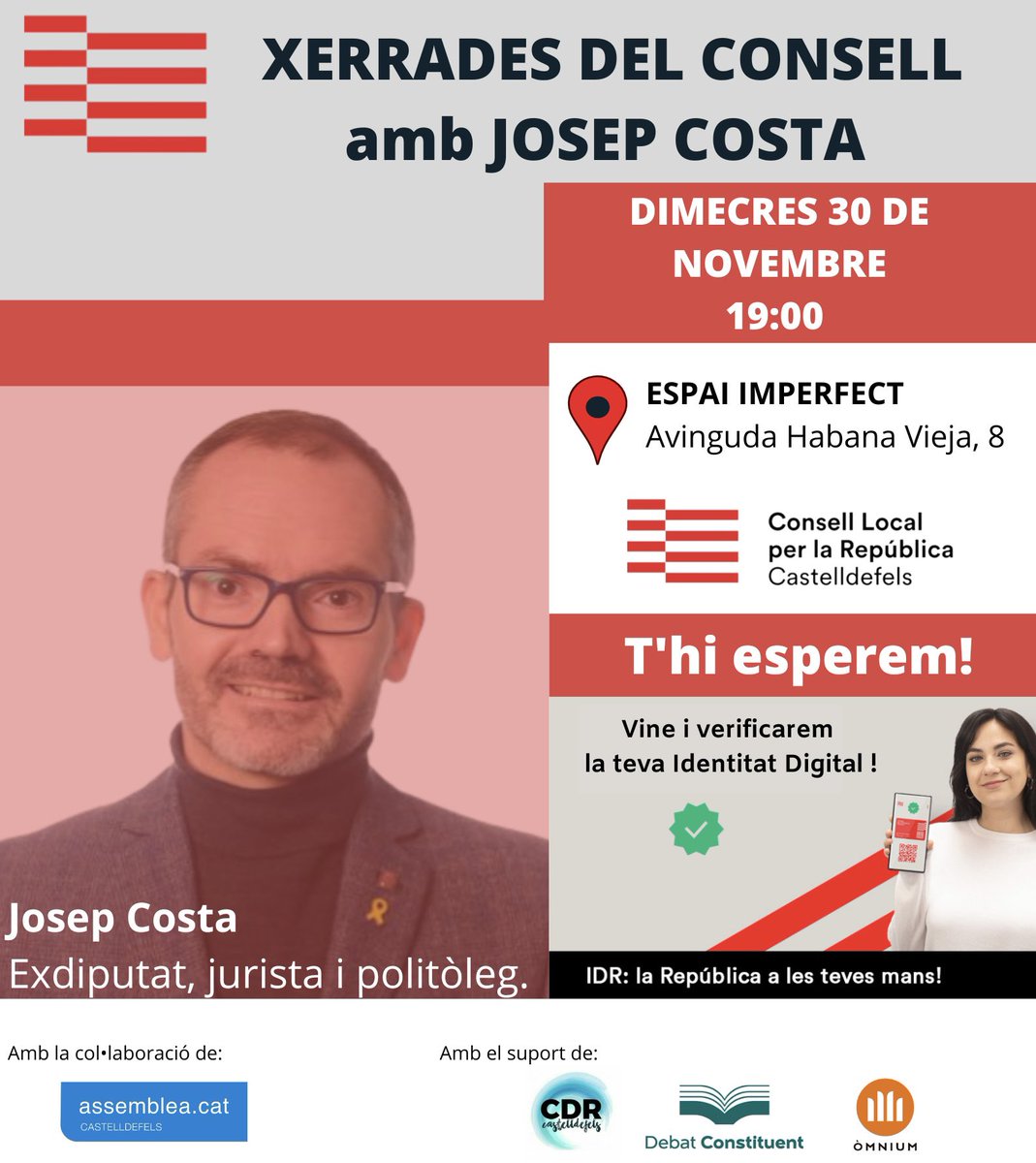 ConsellCDFELS's tweet photo. Dimecres 30 xerrarem amb @josepcosta. Vine i et verificarem l’IDR @ConsellRep https://t.co/zNSTX7R5N3