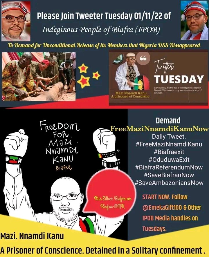 Chidera51301706's tweet photo. We are still demanding the unconditional release of @MaziNnamdiKanu. The Court has freed Mazi Nnamdi Kanu, but @NigeriaGov has refused to obey a court order. https://t.co/odGotj6Fhw