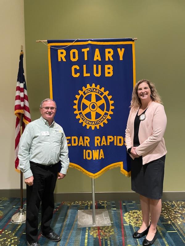 5970Rotary's tweet image. On October 31, District Governor Don Meyer visited the Cedar Rapids Rotary Club.  He is shown here with Club President Barb Randall.  He also presented the Rotary Citation award for 2021-2022 to Past President Jim Koch.