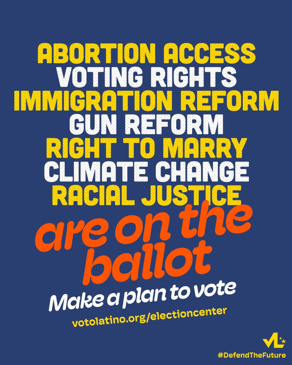 We must VOTE in the 2022 midterm elections and elect people who will fight for our rights and #DefendTheFuture of our communities. There's too much at stake for you to sit this one out. So make a plan to vote today: votolatino.org/electioncenter