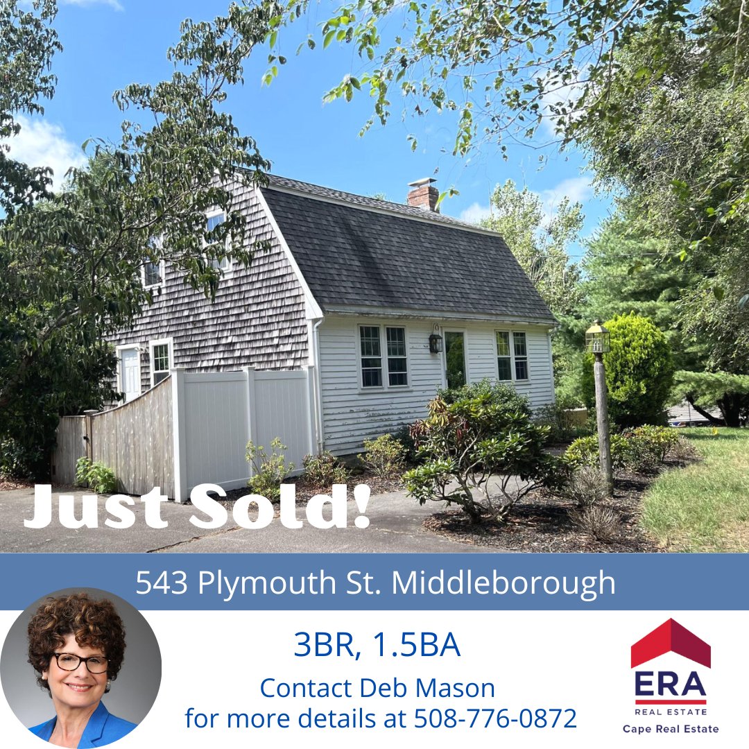 CapeCodERA's tweet image. JUST SOLD! Congratulations to Deb and her sellers of this great property in Middleborough!
🏡🏖🌊
#capecodrealestate #capecod #capecodhomes #localcapecod #capecodsummer #capecodopenhouses #capecodhome #capecodrealestateagent #capecodliving #capecodera #eracaperealestate⁠