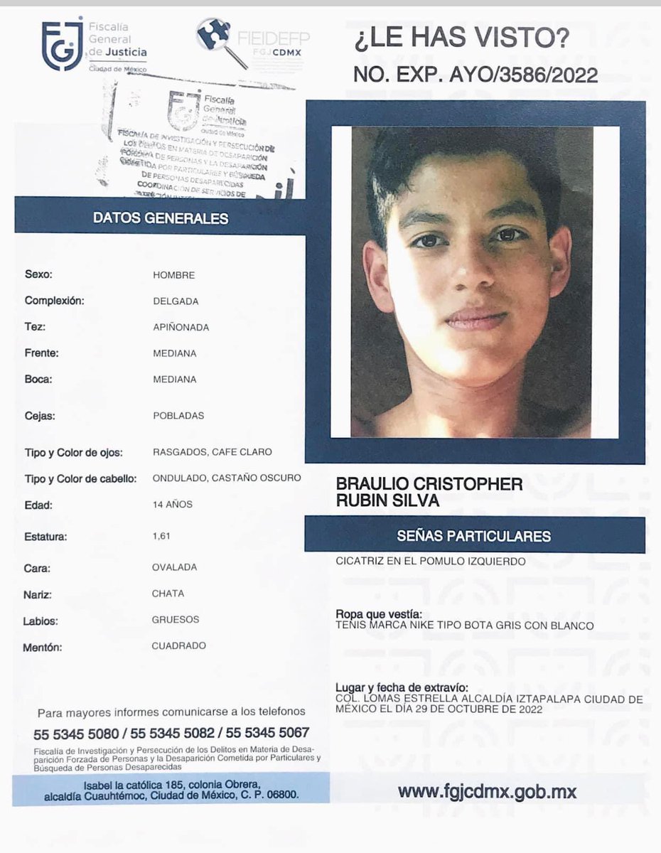 Garias20's tweet photo. Agradecemos todo el apoyo que puedan darnos para localizar  a Braulio y regrese con su familia 🙏🏻
@azucenau @CiroGomezL @AristeguiOnline @aristeguicnn @YuririaSierra 
*#TebuscamosBraulioRubin https://t.co/x7NW0mxEYi