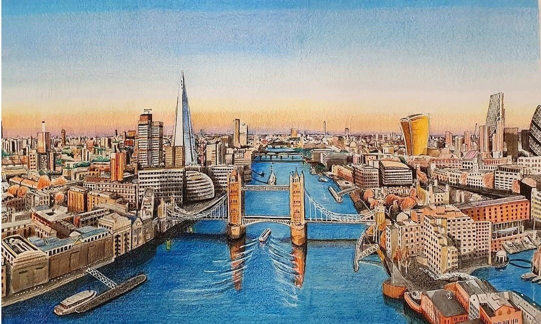 Leesm_ART's tweet photo. And another one from 18ish months ago....pencil drawing of london https://t.co/GvN5Pv85qc