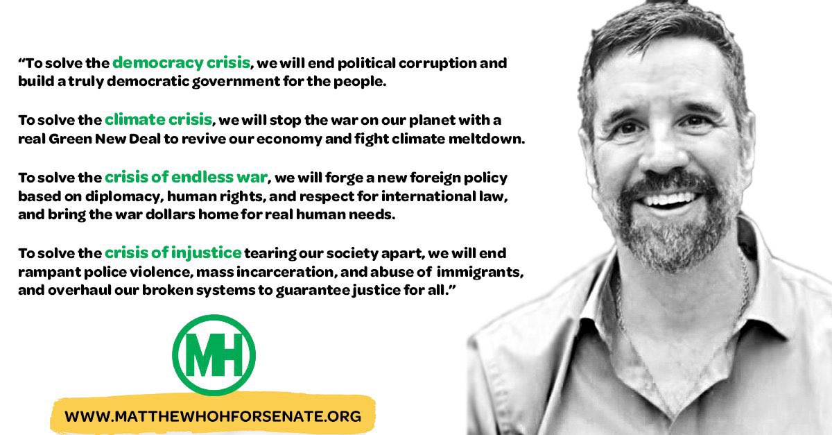 MatthewPHoh's tweet photo. We are facing crises of #democracy, #war, #climate & #injustice. Vote Green to end them.
#votegreen2022 #GoForHoh #ncsen #ncpol https://t.co/gWkQCrFvIt