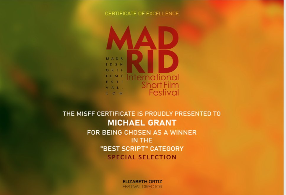 HarisGrantProd's tweet photo. Huge congratulations to KEPLEY director/writer, Michael Grant on his award win for "Best Script" at the Madrid International Short Film Festival!!

#michaelgrant #kepley
#elizabethmitchell #lost #outerbanks
#aaronstanford #xmen #fearthewalkingdead #harisgrantproductions https://t.co/M7EsIo1hxn