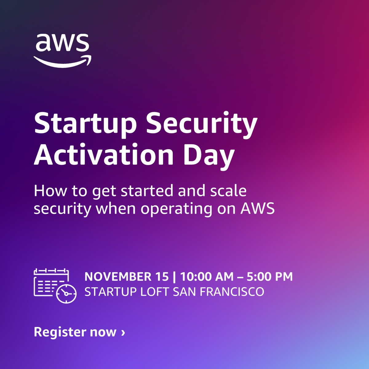 Join AWS #security experts for a #startup focused Activation Day event in San Francisco. Learn how to identify, investigate, and remediate vulnerabilities, potential threats, and misconfigurations within your AWS environments 🌍 
go.aws/3SEVepX