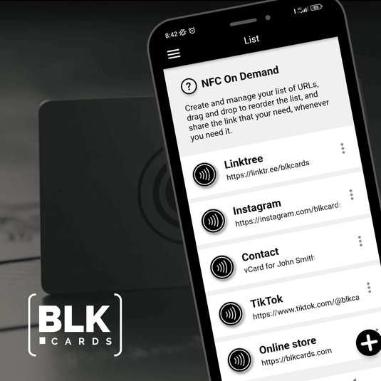 Welcome to the future of #networking and #meetups

The new BLK CARDS App for #Android and #ios lets you create unlimited links and share what you need, on demand, using #NFC or #QRcode

#nfccards #nfcstickers #nfctags #taptoshare #freeapp #mobile #digitalbusinesscards #blkcards