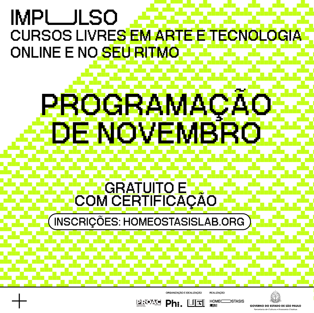 HomeostasisLab's tweet photo. Programação de cursos livres de Novembro!
Inscreva-se!
https://t.co/5zuP5u1Fei
 
#digitalart
 #database
 #artecontemporanea
 #artedigital #openlearinig
#machinelearningart
#arte #tecnologia
#cursosgratuitos #homeostasislab https://t.co/pKAKVaVz1j