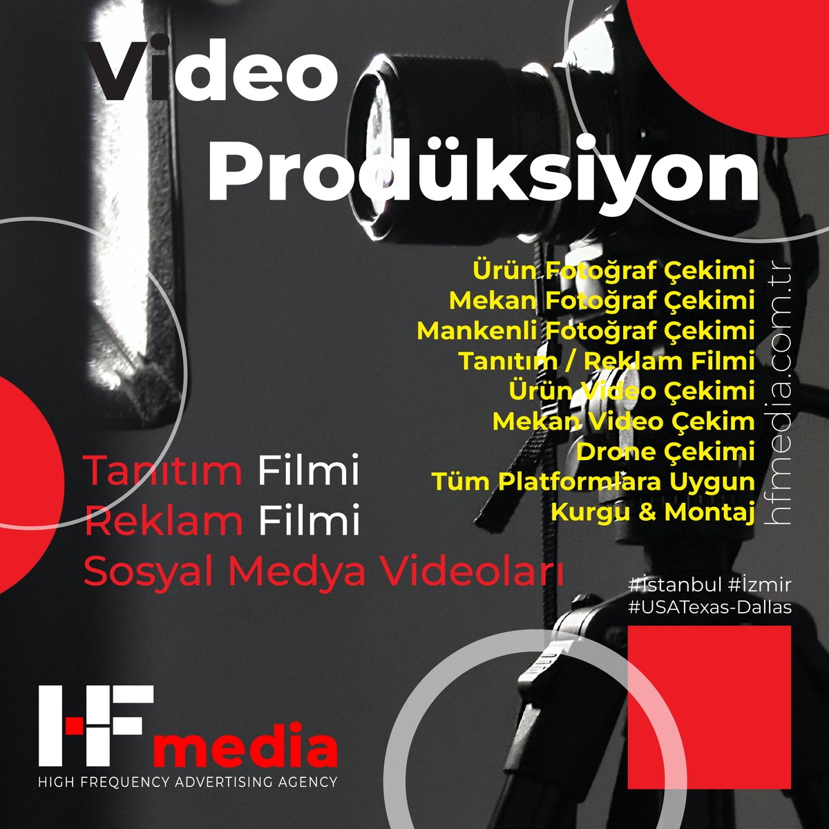 #Video #Prodüksiyon: Tanıtım Filmi, Reklam Filmi, Sosyal Medya Videoları

 #reklam #video #Advertising #advertisingagency #tv #outdoorreklam #reklamajansı #tvreklam #reklamajansi #tvad #videoproduction #advertesingagency #digitaladvertising #dijitalreklamajansı