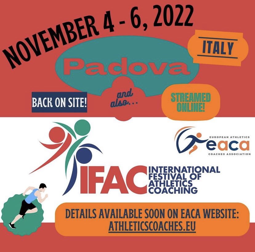 International Festival of Athletics Coaching starts in only 3 days 🤩

If you haven’t done so yet, book your spot today: athleticscoaches.eu/ifac-2022/