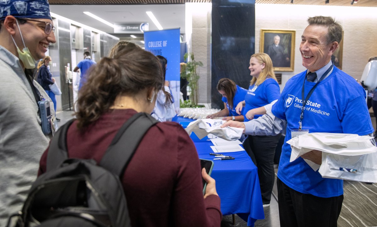 PennStHershey's tweet photo. It's a good day to be a Nittany Lion! 🐾 Penn State College of Medicine launched its "What Medicine Means" campaign today. Take a look into the celebration for students, faculty and staff. 💙 https://t.co/14WLG0RJer