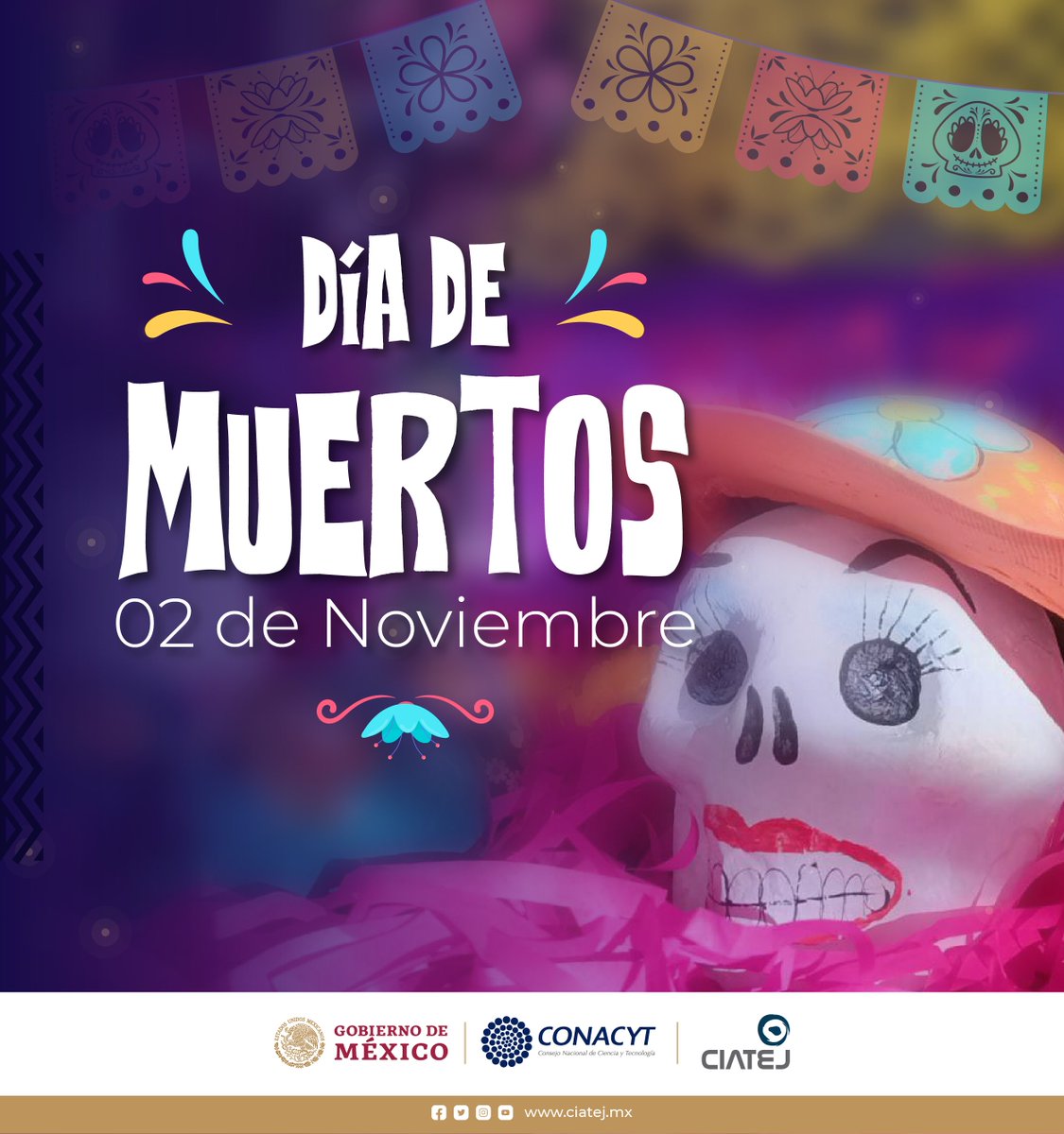 CIATEJ's tweet photo. En 🇲🇽 existe una gran diversidad de rituales, tradiciones y festividades que se vinculan con los muertos y que detonan encuentros, no solo con la memoria de los fallecidos, sino también entre la comunidad.

💀🕯️“El muerto al pozo y el vivo al gozo” 🕯️💀

#DíaDeMuertos https://t.co/EJLkPutFO4