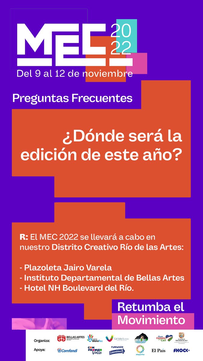 Acá te dejamos donde estaremos 📍📍🗺RETUMBANDO EL MOVIMIENTO🎉

#colombia #cali #mec2022 #creativos #ciudad #filmmaker #entretenimiento #eventos #fy #fyp #a #c #2022 #empresario #trend #findesemana #reels #ciudad