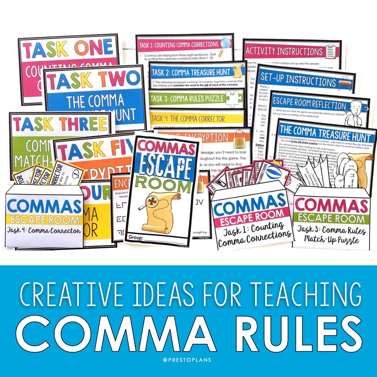 prestoplans's tweet photo. Students tend not to be excited about learning comma rules, so it's up to us ELA teachers to get creative with how we teach them. This week's blog contains 5 creative activities to get students excited about comma rules. ๐ #commarules #creativeteaching
https://t.co/rWAFNbSS5l https://t.co/tMUJ0vHHcd
