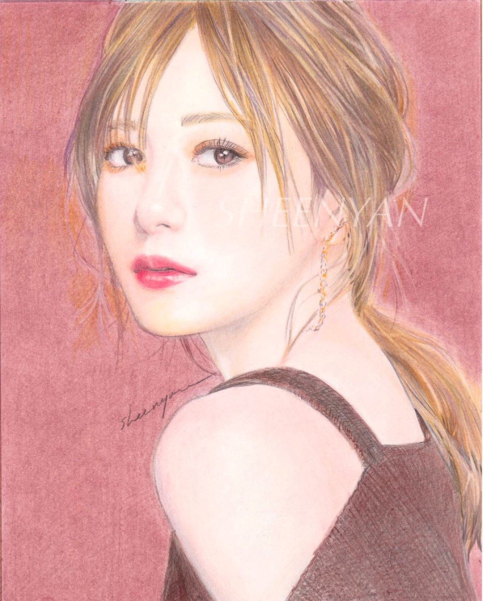 清楚なポニーテール美女＃3　色鉛筆画 清楚なポニーテール美女＃3 色鉛筆画 清楚なポニーテール美女＃3 色鉛筆画