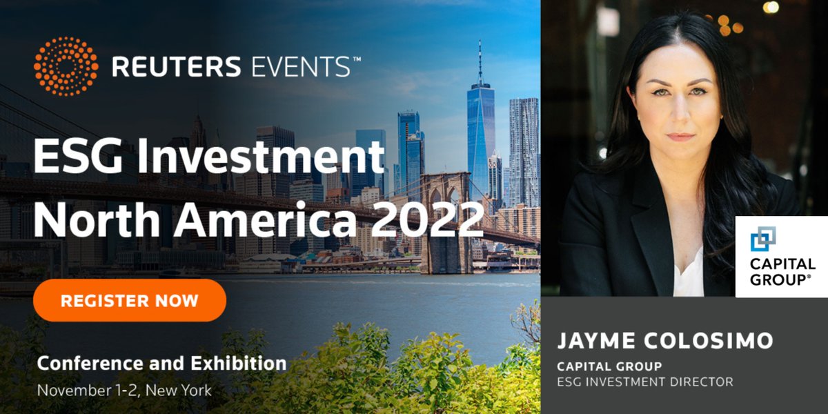 Jayme Colosimo, ESG investment director, will join Reuters Events ESG Investment North America 2022 on Nov 1-2 in NYC to discuss the importance of accuracy and transparency in constructing ESG ratings. bit.ly/3h1tU8l