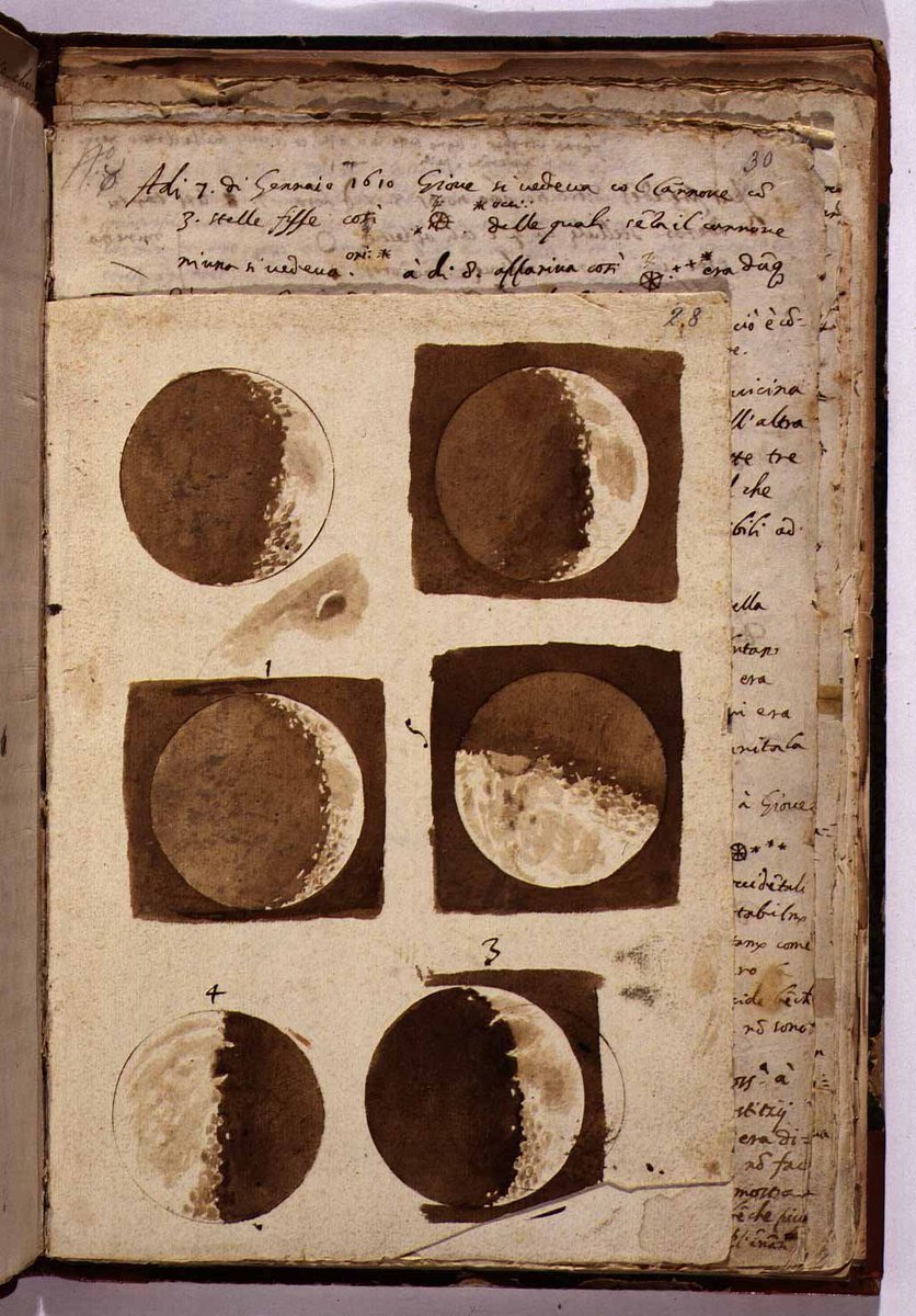 Italian astronomer Galileo Galilei Sketched the Moon as Seen Through His Telescope in 1609.