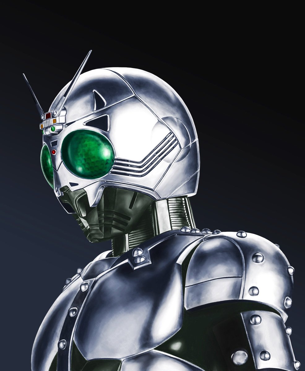 solo armor upper body helmet green eyes no humans antennae  illustration images