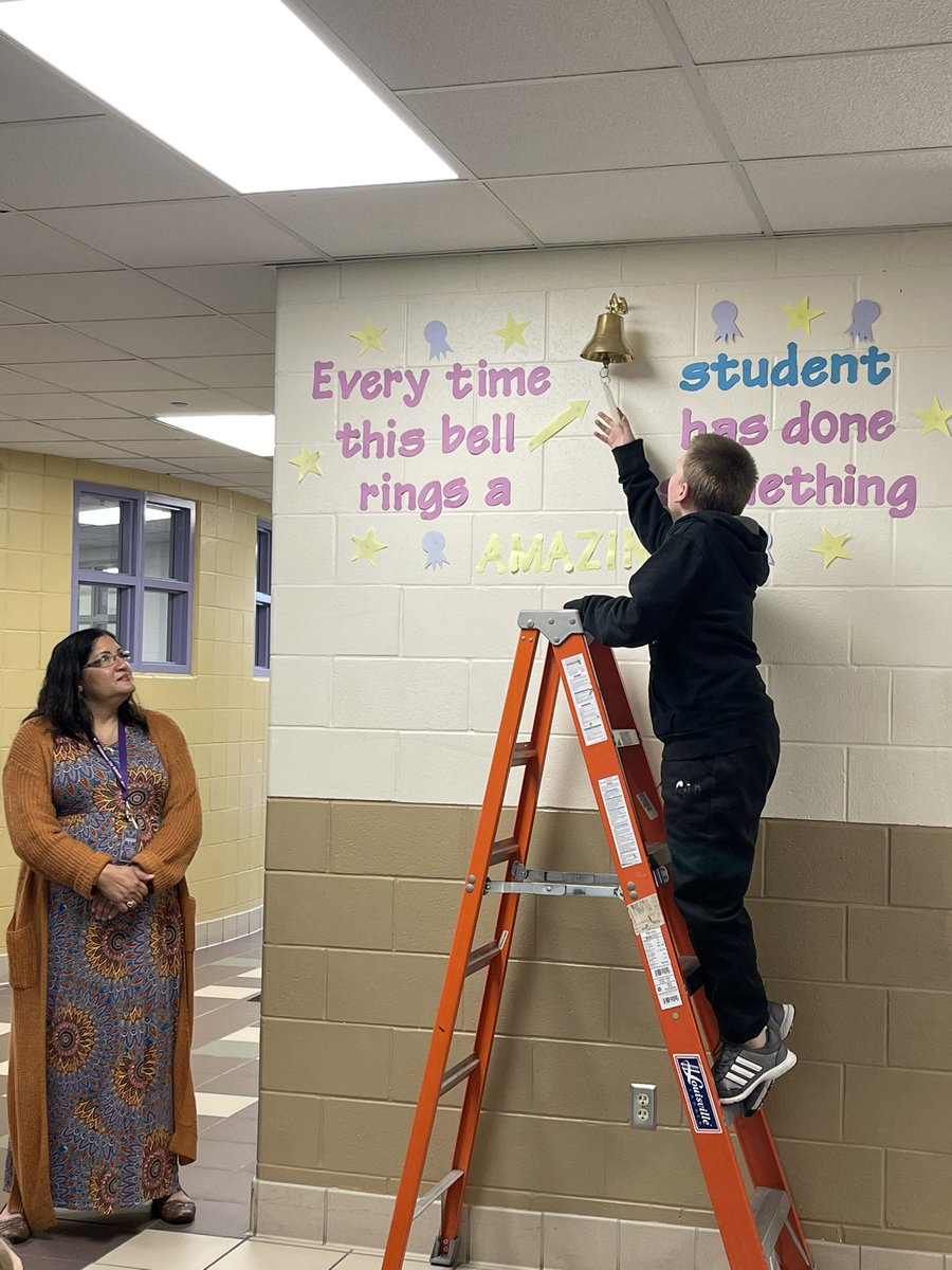 Celebrating 5th grade accomplishments today!  Students get to ring the bell as they are recognized for their hard work. <a href="/Wildwood_Tweets/">Wildwood Elementary</a> <a href="/wild_wood5/">WildWood5</a> #MiddieRising #MakeYourMove