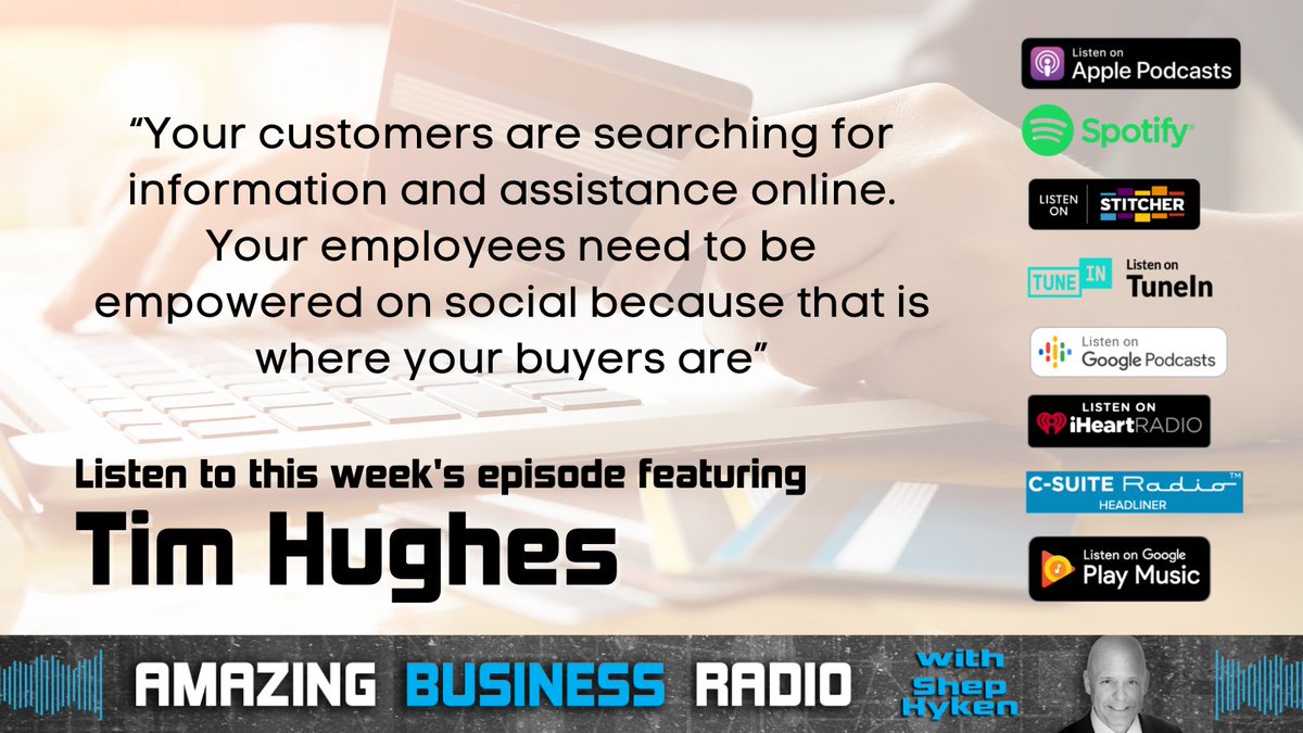 'Your customers are searching for information and assistance online. Your employees need to be empowered on social because that is where your buyers are' @Timothy_Hughes of @DLAIgnite is on today's episode of #AmazingBusinessRadio! zcu.io/NuiF #customerservice #CX