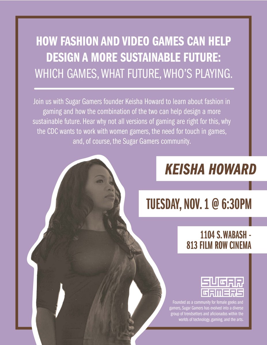 Calling all #gamers and #fashionfolks! Come learn more about the intersection of these two creative industries, their role in the future of sustainability, and the epic work of <a href="/SugarGamers/">MIND FAUX</a> from Keisha Howard tonight at 6:30pm in the #FilmRowCinema