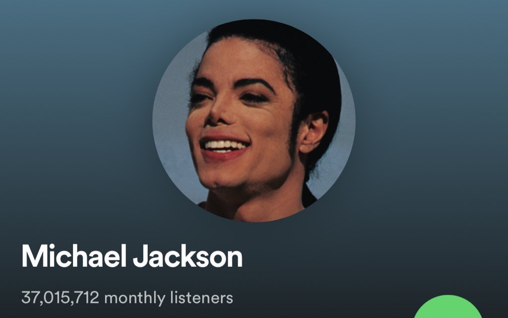kxthrills's tweet image. Michael Jackson has now surpassed 37 million monthly listeners on Spotify (+1,445,124 from yesterday) new peak #ThrillerChallenge #Thriller40