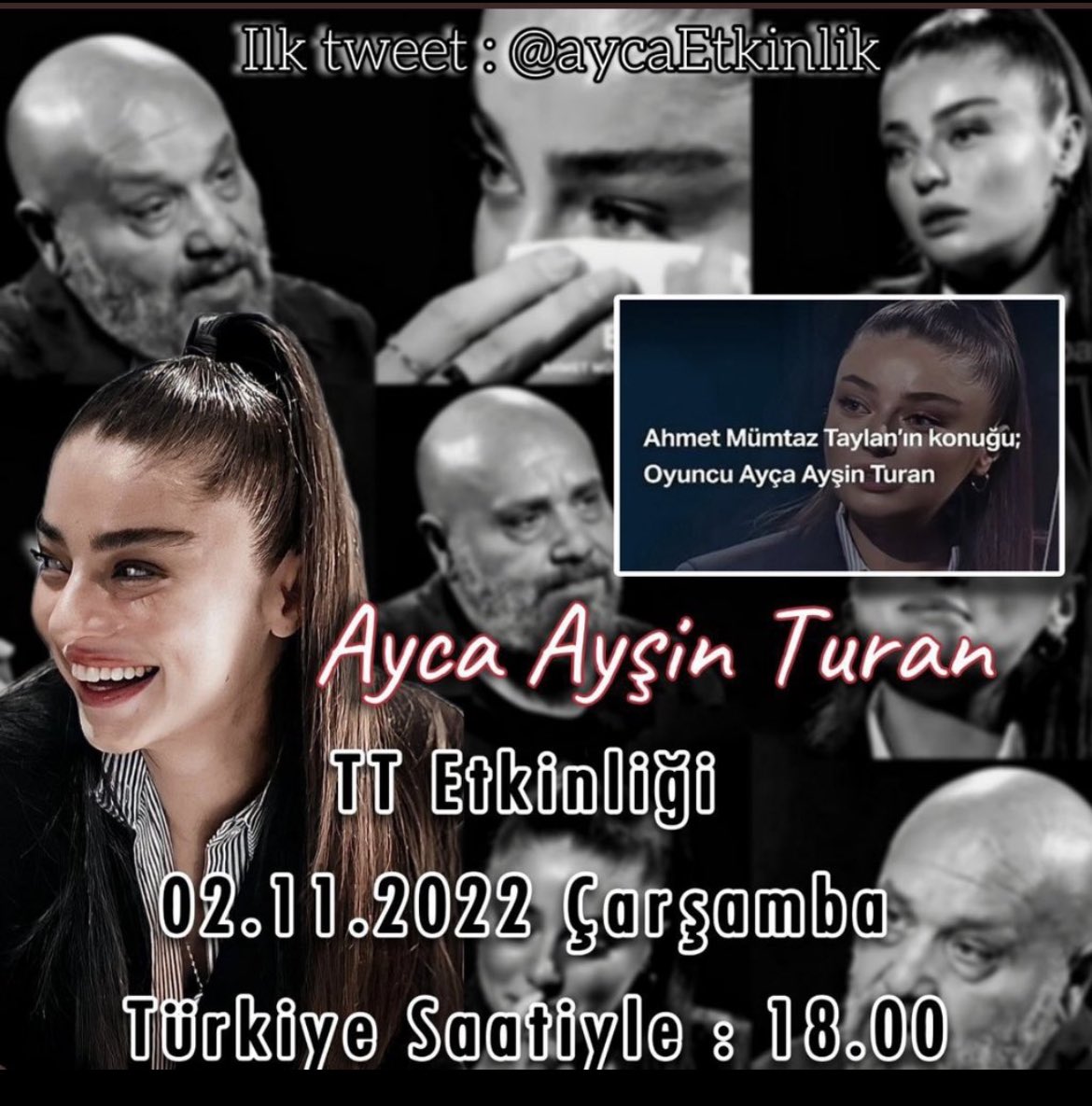Onu çok özledik ve hepimiz yarın Ayça’mızın konuk olacağı Ahmet Mümtaz Taylan’ın #Empati programını izlemek için sabırsızlanıyoruz.Sevenleri olarak tabii ki bize de Ayça Ayşin Turan’ı program öncesi gündeme taşımak düşer.
Yarın saat 18.00’da hepinizi bekliyoruz
#AyçaAyşinTuran 💙