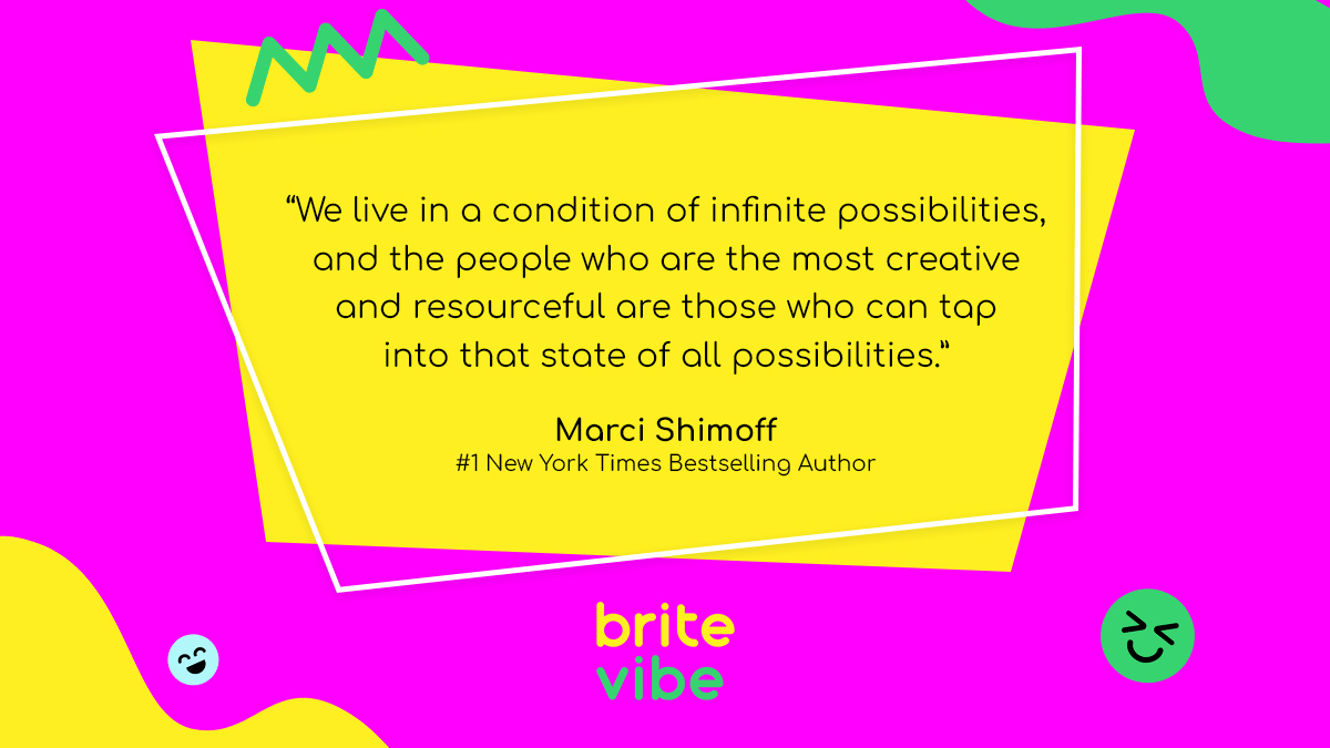 BriteVibe's tweet photo. We live in a condition of infinite possibilities. 

Marci Shimoff conveys that developing a deeper state of consciousness allows us to see new possibilities. 

Listen or watch the full episode: https://t.co/rBzcE5iERv

#BriteVibe #Growth https://t.co/wlznb2bONa