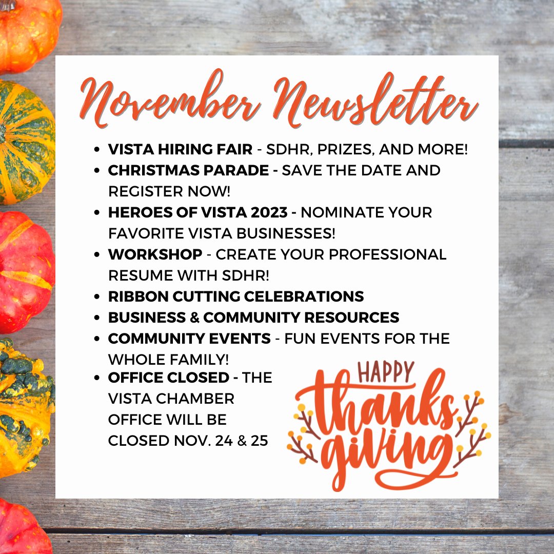 Happy November 🦃!

Our November Newsletter is out now, and you can view it using the link below ⬇️. 

Read Now: conta.cc/3WjDlQx
