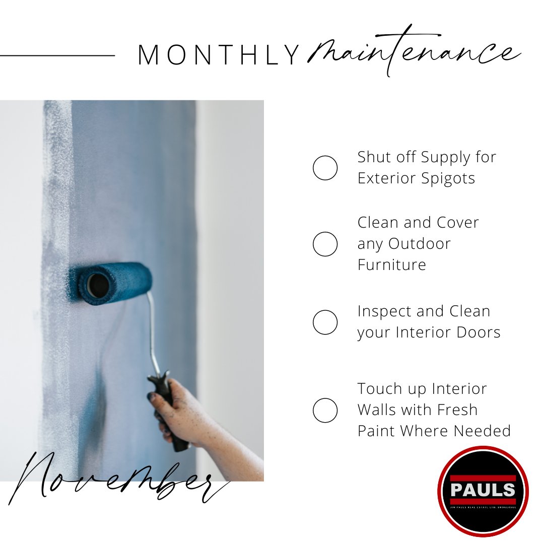 The_PAULS_Team's tweet photo. Home Maintenance Tips - Welcome November 🍂

#JPRE #JimPaulsRealEstate #JimPauls #Pauls #PaulsRealEstate #HomeMaintenance #HomeMaintenanceTips #MaintenanceTips https://t.co/XKLN590efD