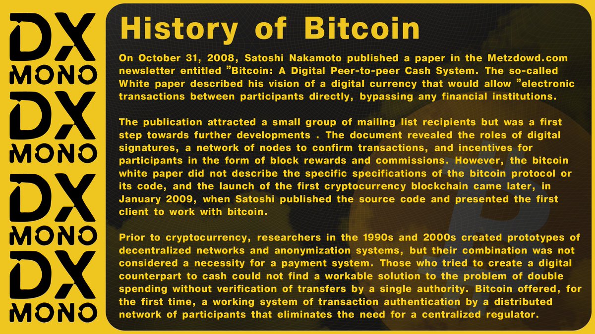 History of Bitcoin. 

#Bitcoin #BTC #MonoDX
