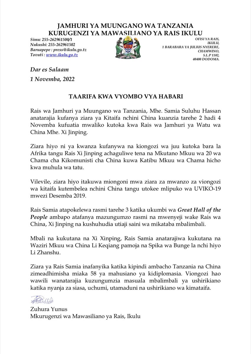 ikulumawasliano's tweet photo. TAARIFA KWA VYOMBO VYA HABARI  @venusnyota https://t.co/O27KHfbsgd