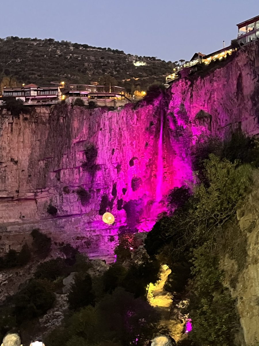 NagiSaghir's tweet photo. Famous #Jezzine Waterfall (82m high) #lebanon in Pink, fight against breastcancer# Mammogram >40 and >50 . من شلالات جزين العالية الرائعة نقول … في حالات الكشف المبكر يمكن الشفاء من سرطان الثدي نسبة قد تصل إلى 80 و90%. #LBCF Cyrine Azar @AUBMC_Official بلدية جزين @ https://t.co/XM0VuD05z6