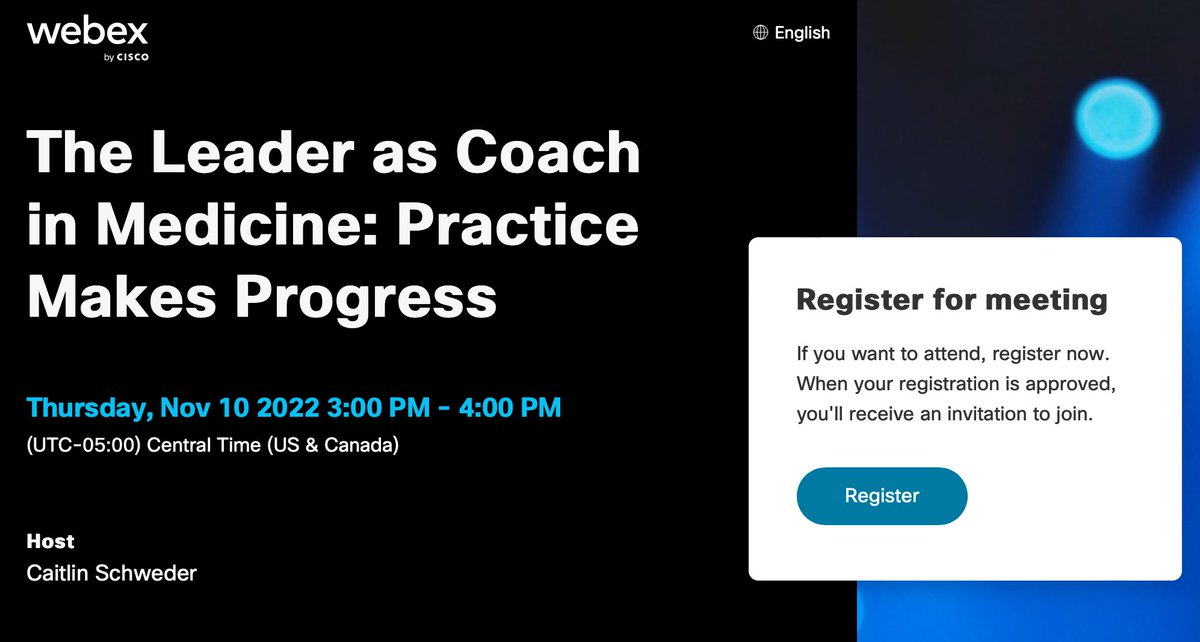 The Leader as Coach in Medicine:  Practice Makes Progress
Thursday, November 10th at 4p ET
Speaker: Deirdre O’Reilly
Registration free and open to all:
aap.webex.com/aap/j.php?RGID…

<a href="/MidCareerNeo/">MidCaN</a> <a href="/AAPneonatal/">AAP Neonatal</a>