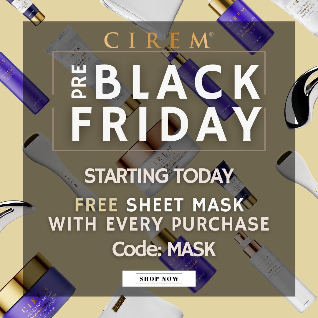 CiremCosmetics's tweet photo. Starting the holiday fun a little early this year ✨ Starting today, from November 1-15, all purchases will come with a free sheet mask! Don’t forget to add your promo code: “MASK”. Click the link below to check out our products. https://t.co/wpsDsEMGzm https://t.co/DC7N6ol1QN