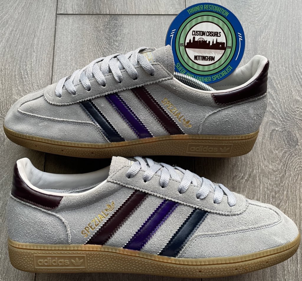 These Handball Spezial arrived from @dougiewylie1973 for a custom. Deep cleaned and given a new look inspired by the State Series Silver 👽🛸🇺🇸 here’s the result. 👟🧼🍋🎨✅ @adiFamily_ @Nottinghasm