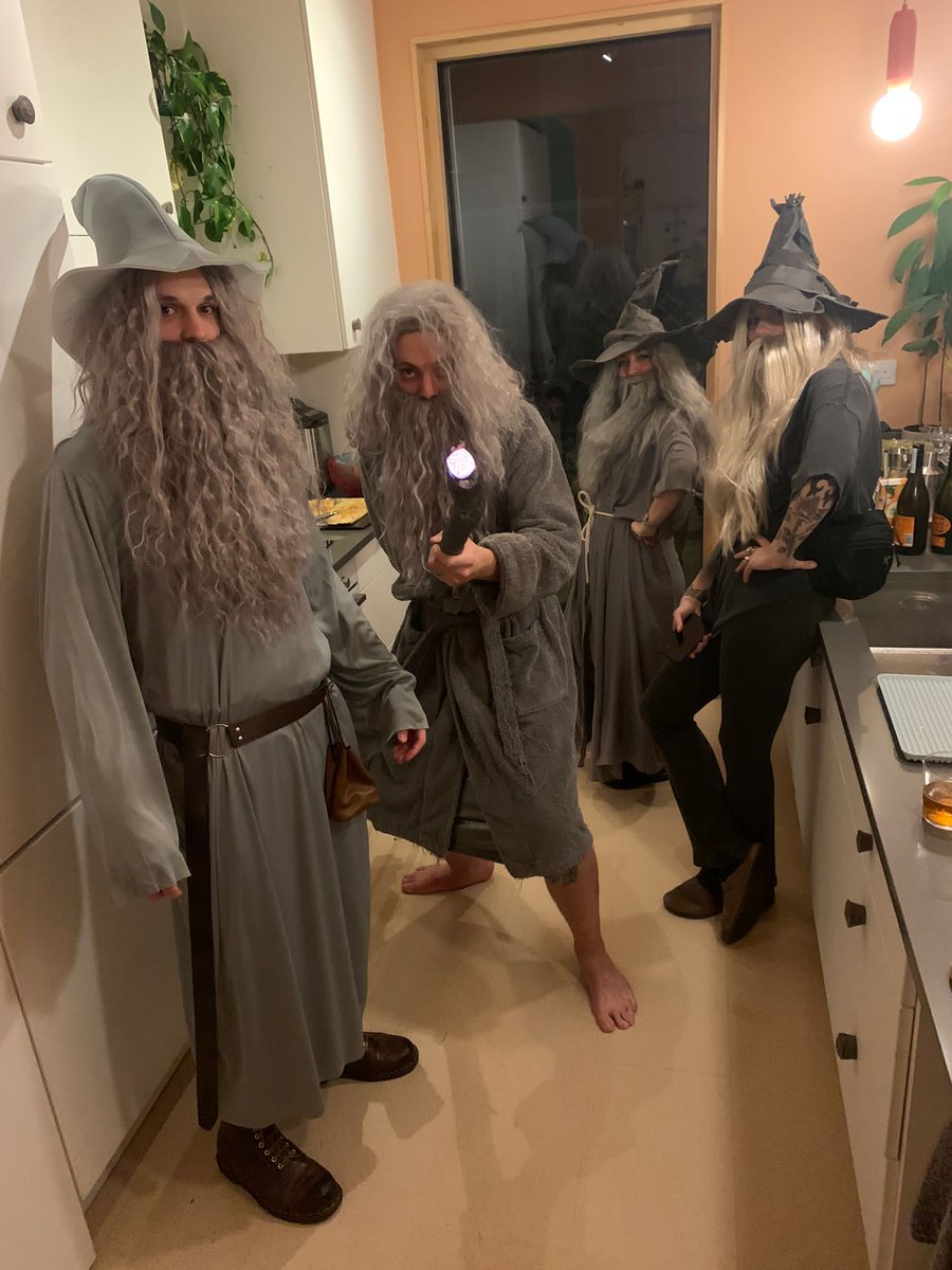 We held a Halloween party at our house on Saturday with the theme: "Night of a Thousand Gandalfs". I made a staff that lit up using a switch in the base and a little 3D printed jewel in the top. Yes, we are dorks.