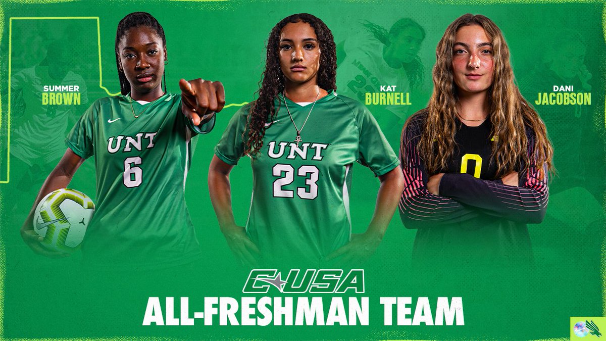 UNT Soccer (@meangreensoccer) on Twitter photo ๐
๐-๐๐๐ ๐๐๐-๐
๐๐๐๐๐๐๐๐
We feature the most players on the C-USA All-Freshman Team.
KB is already a problem for defenses (ranks 2nd in C-USA in shots on goal). Summer hasn't even begun to tap into her potential & Dani is one of the best as just a 17-year-old.
#GMG ๐
๐-๐๐๐ ๐๐๐-๐
๐๐๐๐๐๐๐๐
We feature the most players on the C-USA All-Freshman Team.
KB is already a problem for defenses (ranks 2nd in C-USA in shots on goal). Summer hasn't even begun to tap into her potential & Dani is one of the best as just a 17-year-old.
#GMG
