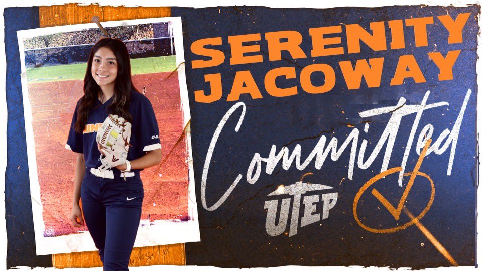 SerenityJacoway's tweet photo. So beyond excited and proud to announce my commitment to The University of Texas at El Paso!! I want to give all of the glory to God! picks up🤙🏻
@LenaSpringer 
@CoachTJHubbard 
@UTEPSoftball https://t.co/CtF1oachBq