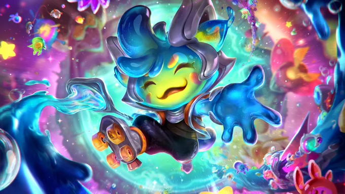 Space Groove  Hailing from Boogiewonderland, Teemo is so absorbed in The Groove that he is The Groove, literally. Leader of the Groove Guard, Captain Teemo scouts and maps the galaxy, trailing smaller boogies in his wake. 1/2 