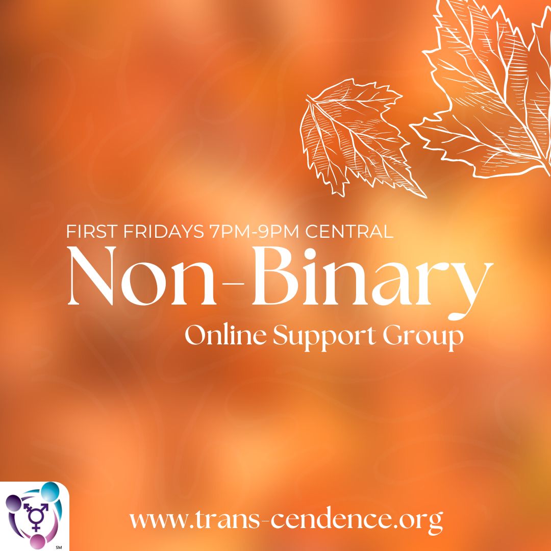 Trans_CendIntl's tweet photo. Join us First Fridays at 7pm central for an online non-binary support group! Link to register is: https://t.co/MsJhmL8ifR

#Trans #transgender #nonbinary #supportgroup https://t.co/edoOp5O88K