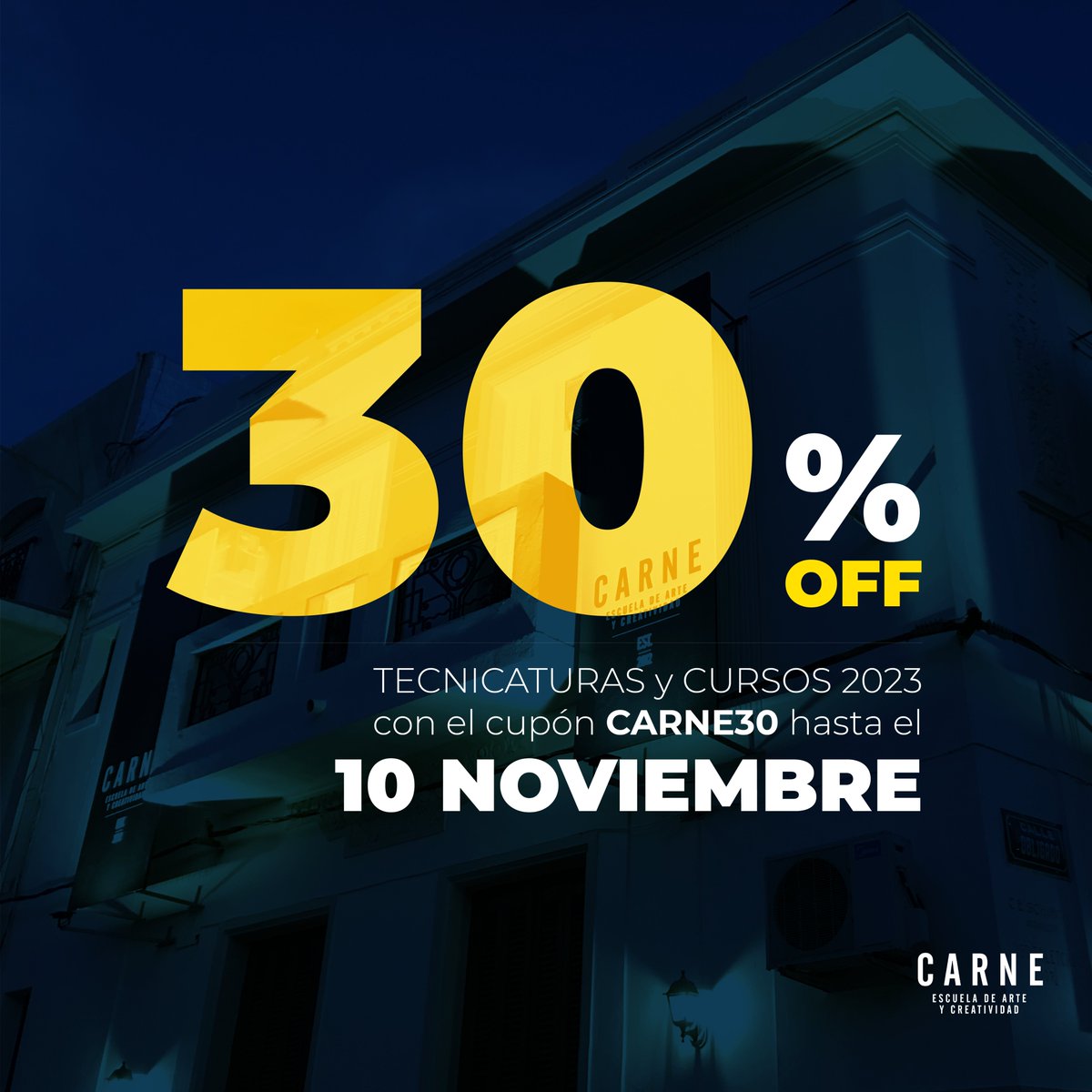 Lanzamos el 2023 y te damos 30% OFF en Tecnicaturas y Cursos si te inscribís antes del 10 de Noviembre 2022 🙌
Aplicá el cupón CARNE30 en escuelacarne.com