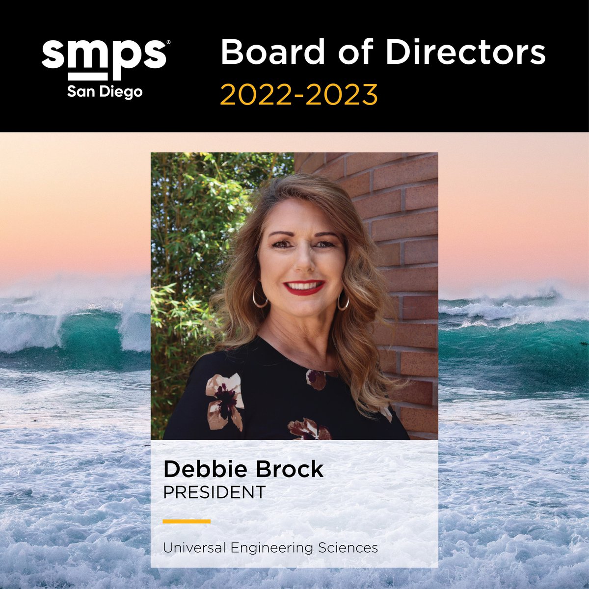 SMPS_SD's tweet image. Our first 2022-2023 Board introduction is Chapter President Debbie Brock!

Debbie is a Business Development Manager building relationships in San Diego and Imperial Counties for @UniversalEngSci. She has been a member of SMPS San Diego for 3 years.

#SMPS #AECIndustry #SanDiego