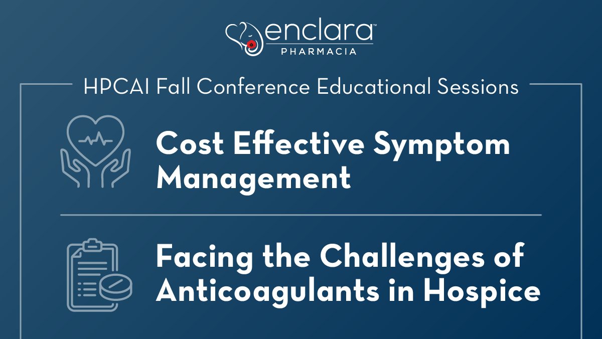 enclara's tweet image. Tomorrow we will be at the #HPCAI Fall Conference! Mark your calendars for both of Dr. Caren Martin&apos;s breakout sessions as she discusses #hospice and #palliativecare best practices.